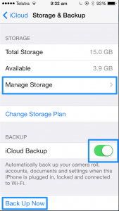 3. Manage Storage options and Backup